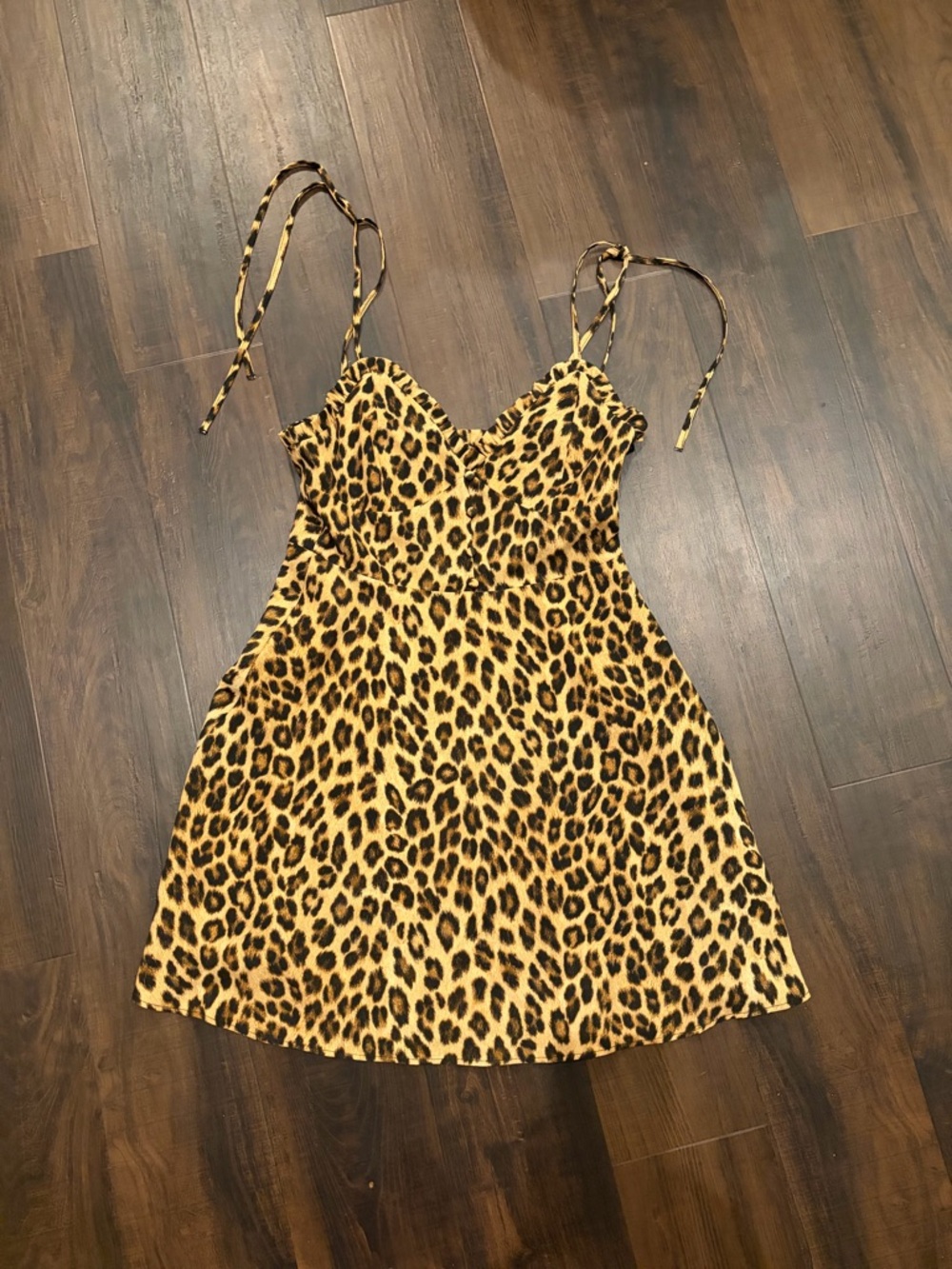 Zara Leopard Print Satin Ruffle Mini Dress S Date Night Going Out Vacation